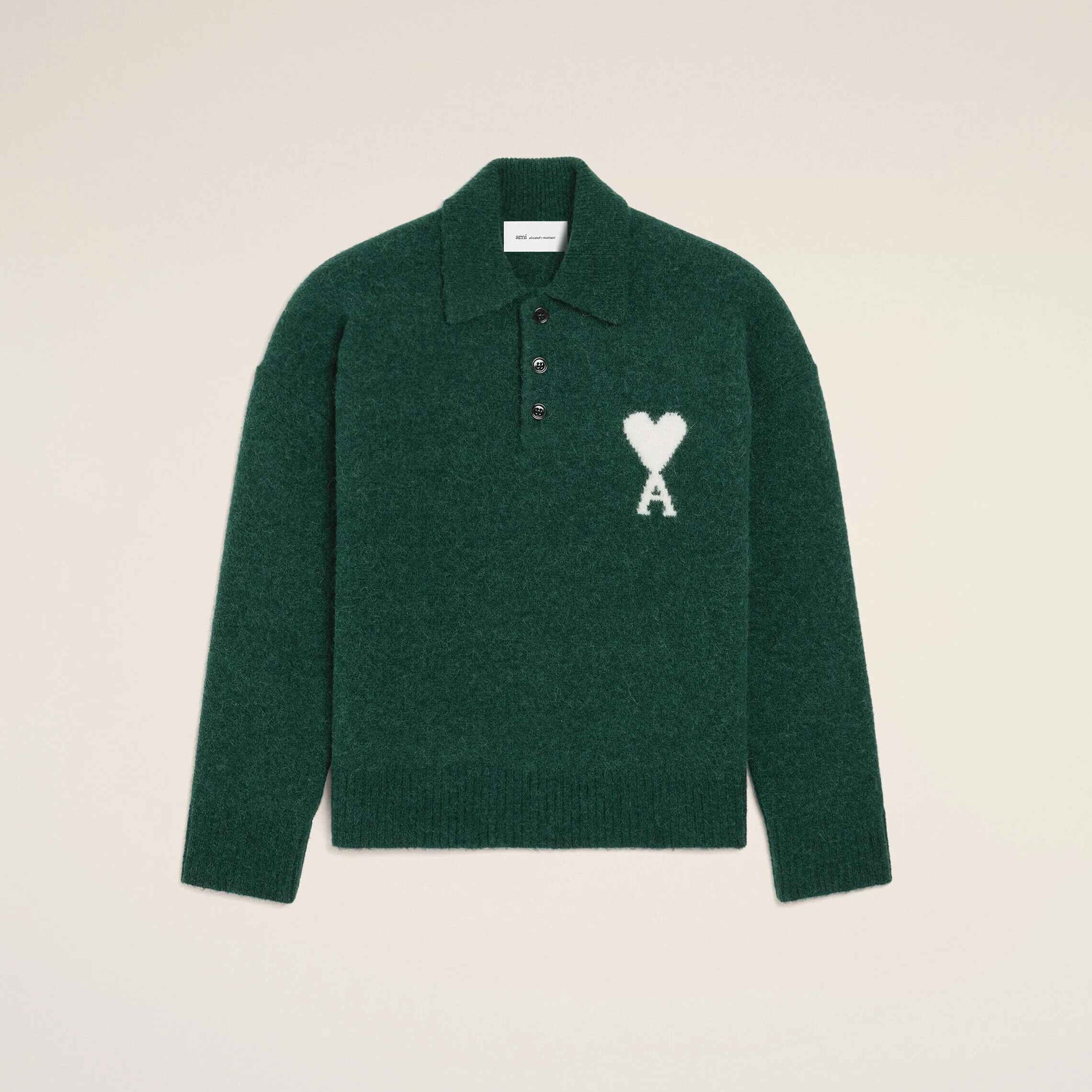 Poloshirt aus grüner Alpakawolle