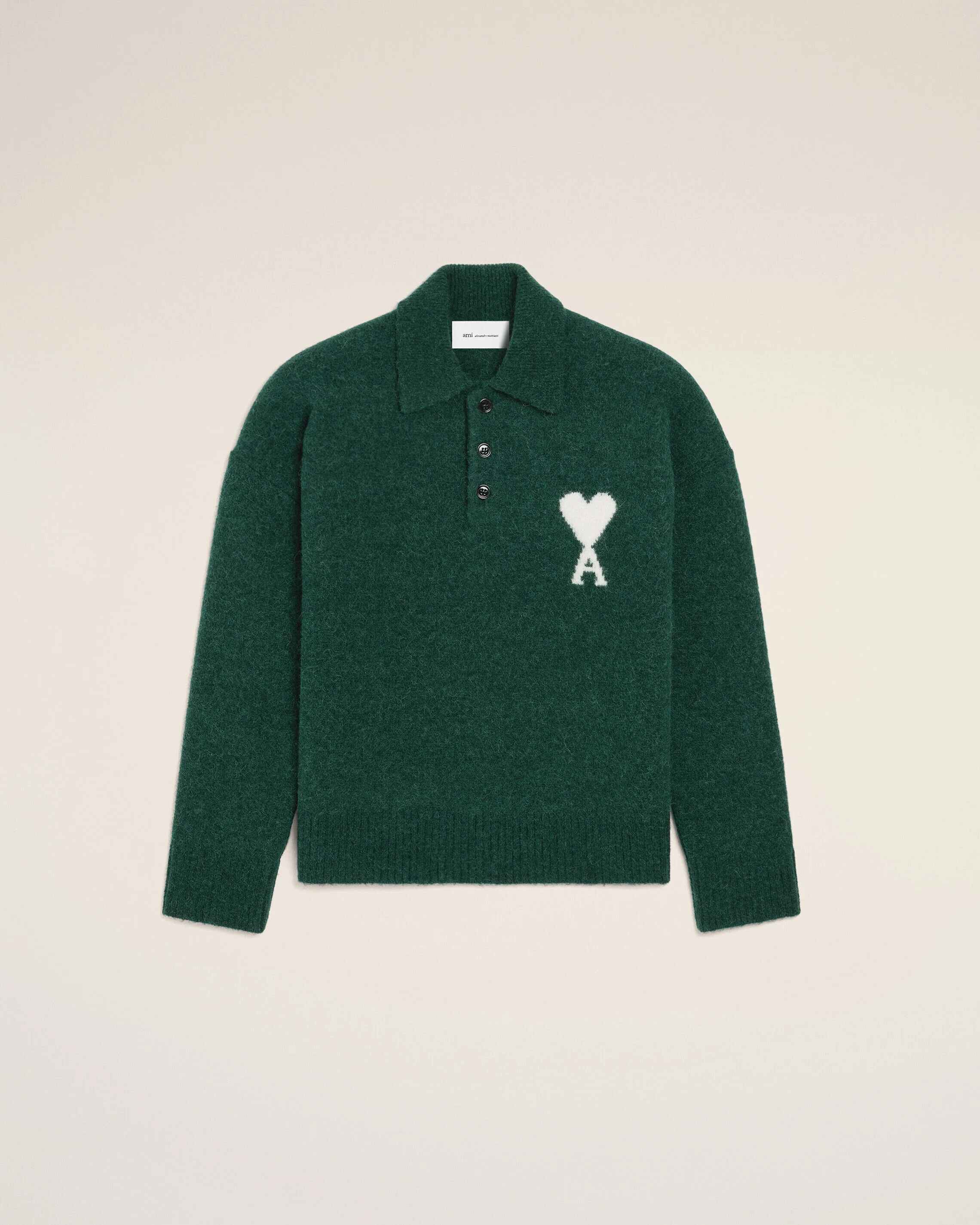 Poloshirt aus grüner Alpakawolle
