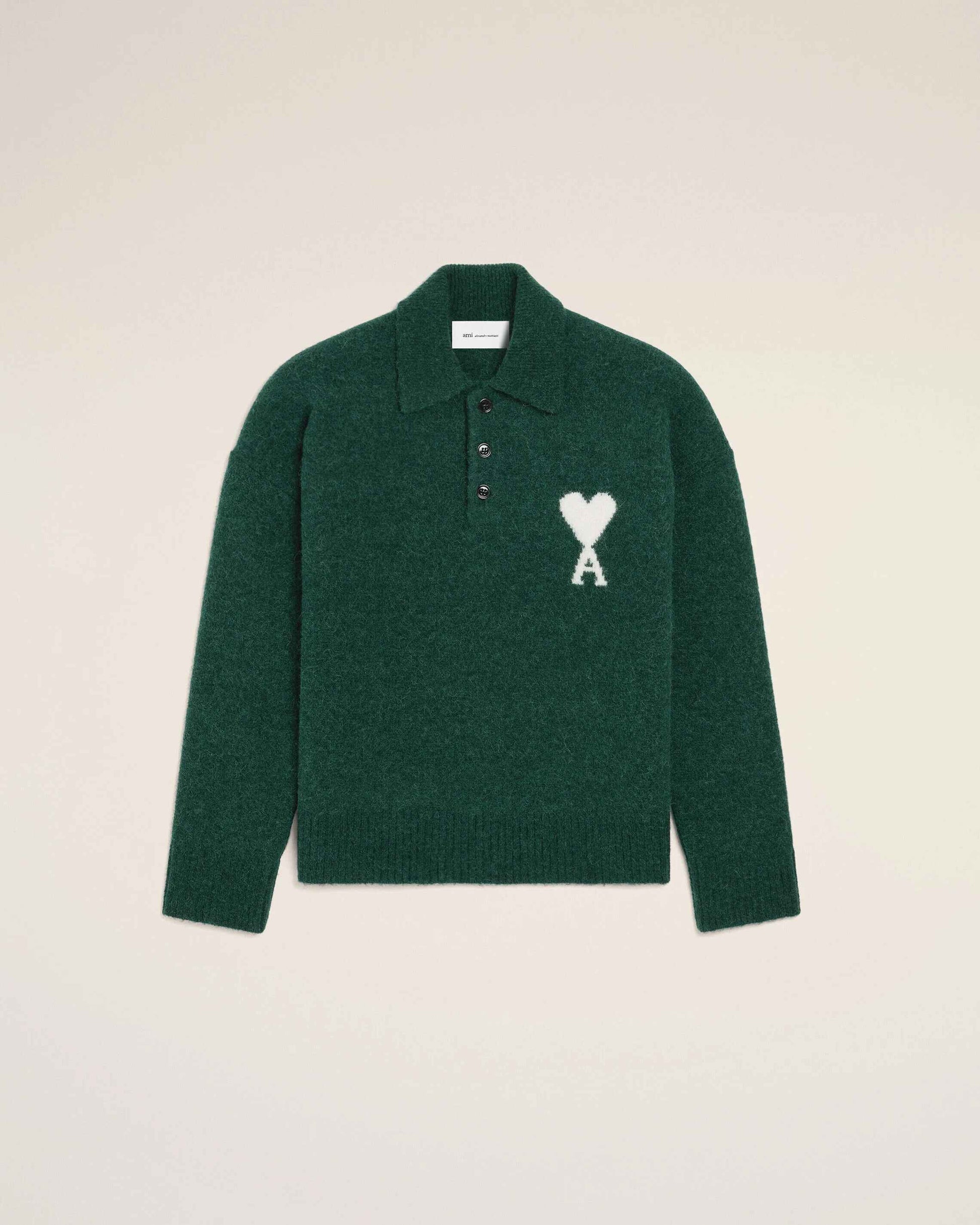 Poloshirt aus grüner Alpakawolle