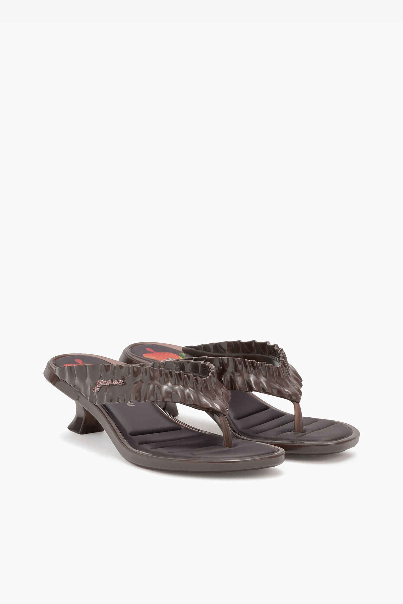 Melissa-Zehentrenner-Sandalen mit Pfennigabsatz in Braun