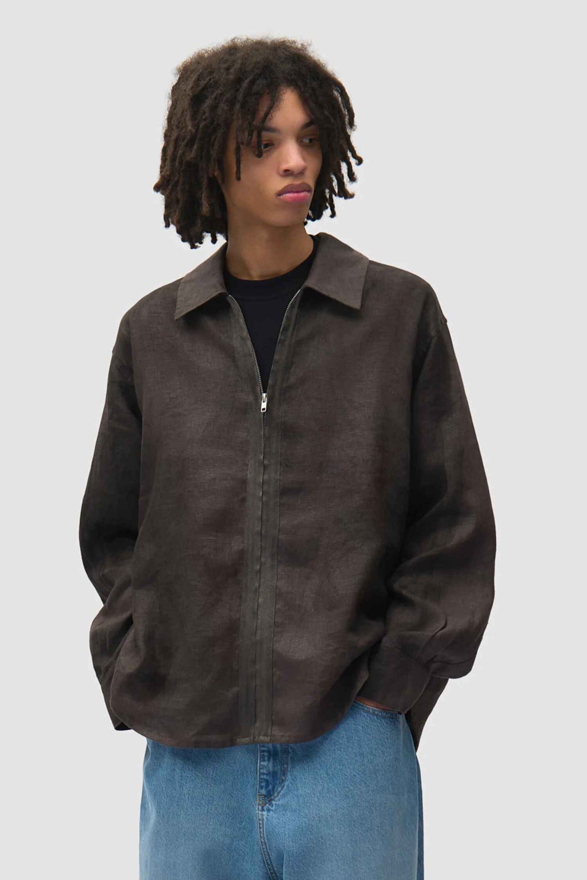Dusty Linen Zip Shirt