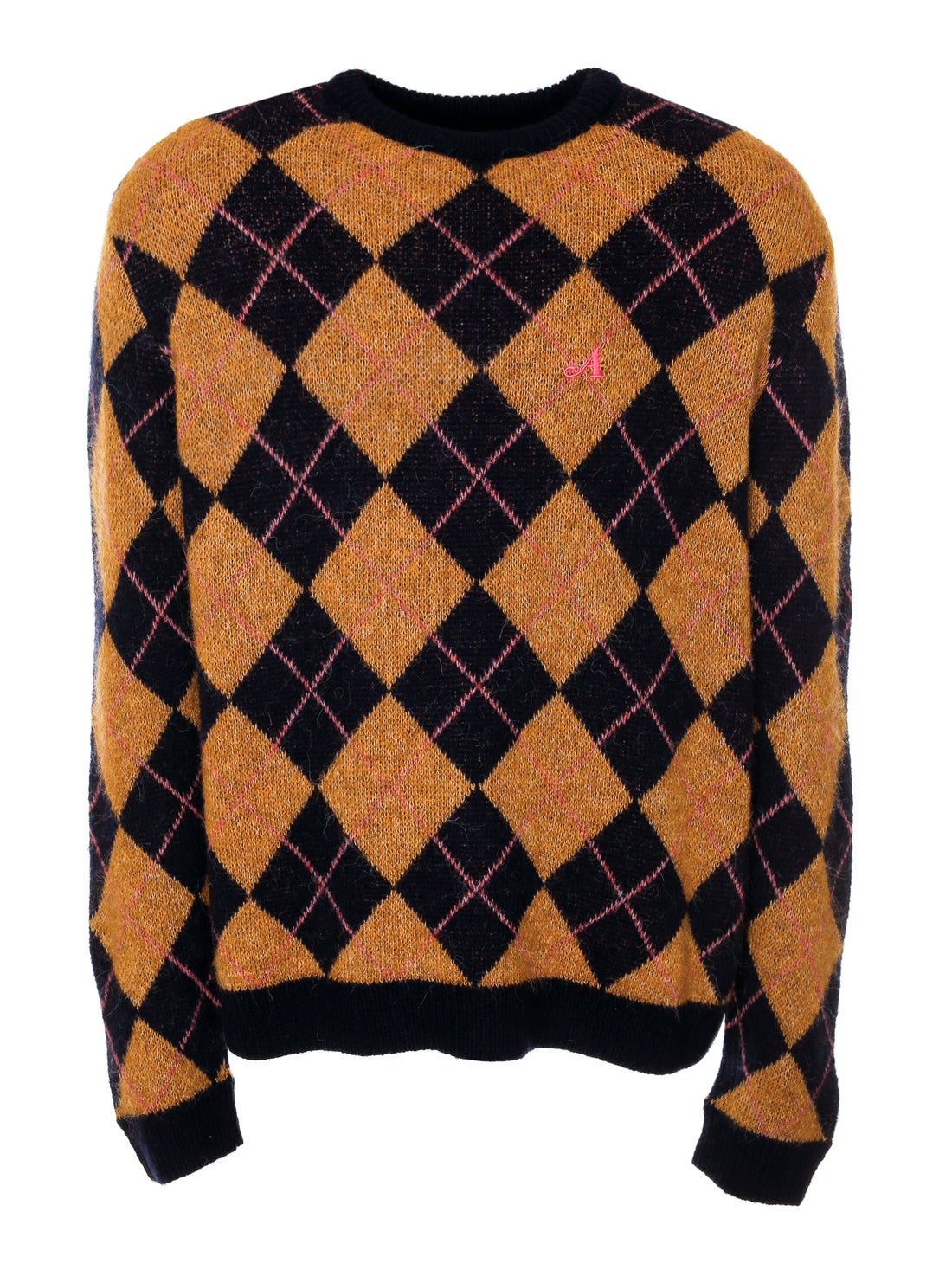 Argyle knit sweater BrownMulti L